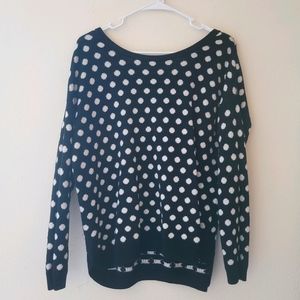 Black sweater white polka dots